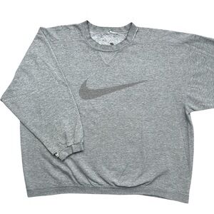VTG 90s Nike Big Swoosh Logo Thrashed Distressed Crewneck Sweatshirt Boxy Fit XL